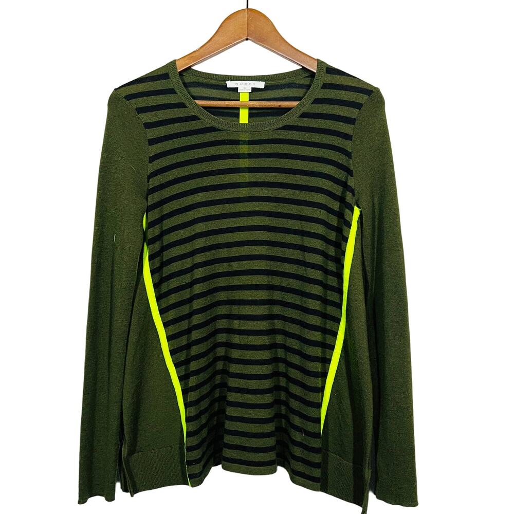 Duffy Anthropologie Long Sleeve Top Pullover Active Stripe Scoop Neck - S
